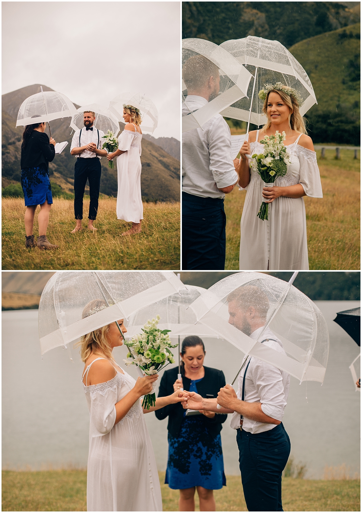 Bride and groom say their vows at Moke Lake elopement